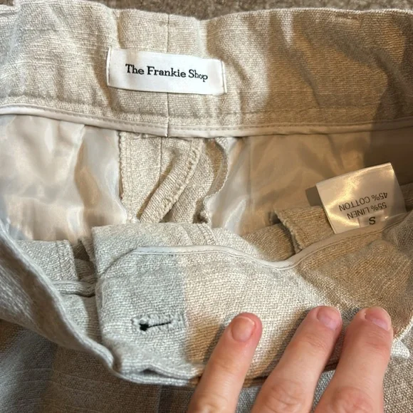 FRANKIE SHOP PLEATED LINEN BLEND PANTS - SAND - Picture 4 of 7